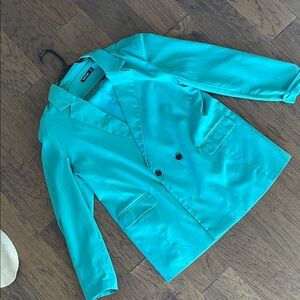Nasty Gal Teal Double-Breasted Blazer